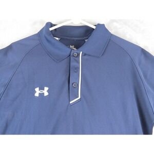 Under Armour Shirt Mens Large Navy Blue HeatGear Polo Golf Athletic‎ Performance